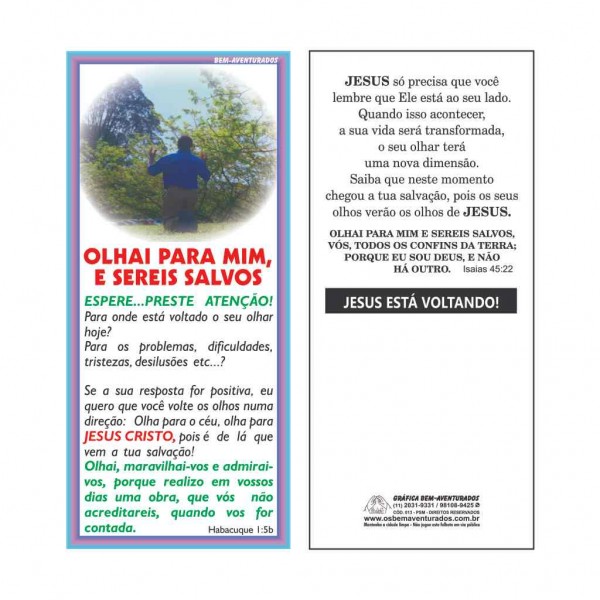 Folheto: Olhai Para Mim e Sereis Salvos