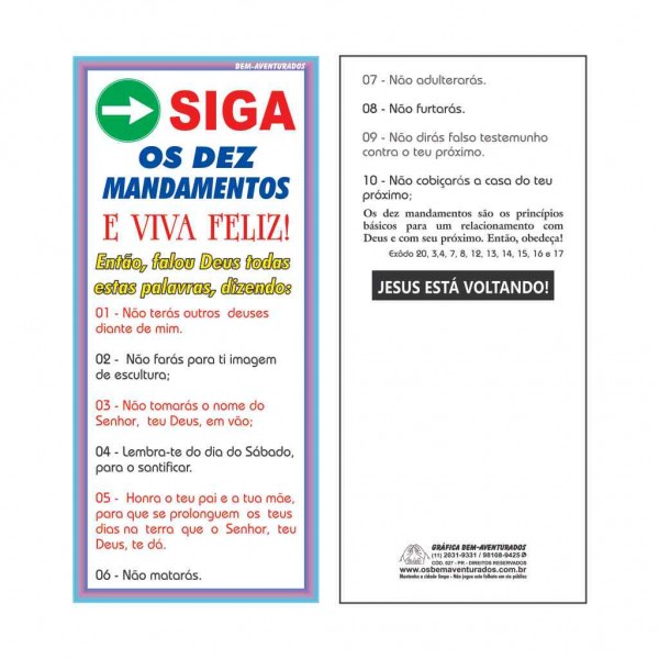 Folheto: Siga os 10 Mandamentos