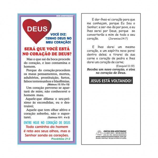 Folheto: Coração de Deus